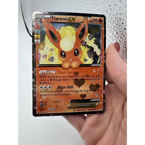 Pokemon TCG Flareon EX RC6-32 Generations Radiant Collection LP Eevvee Jolteon - Picture 2 of 16